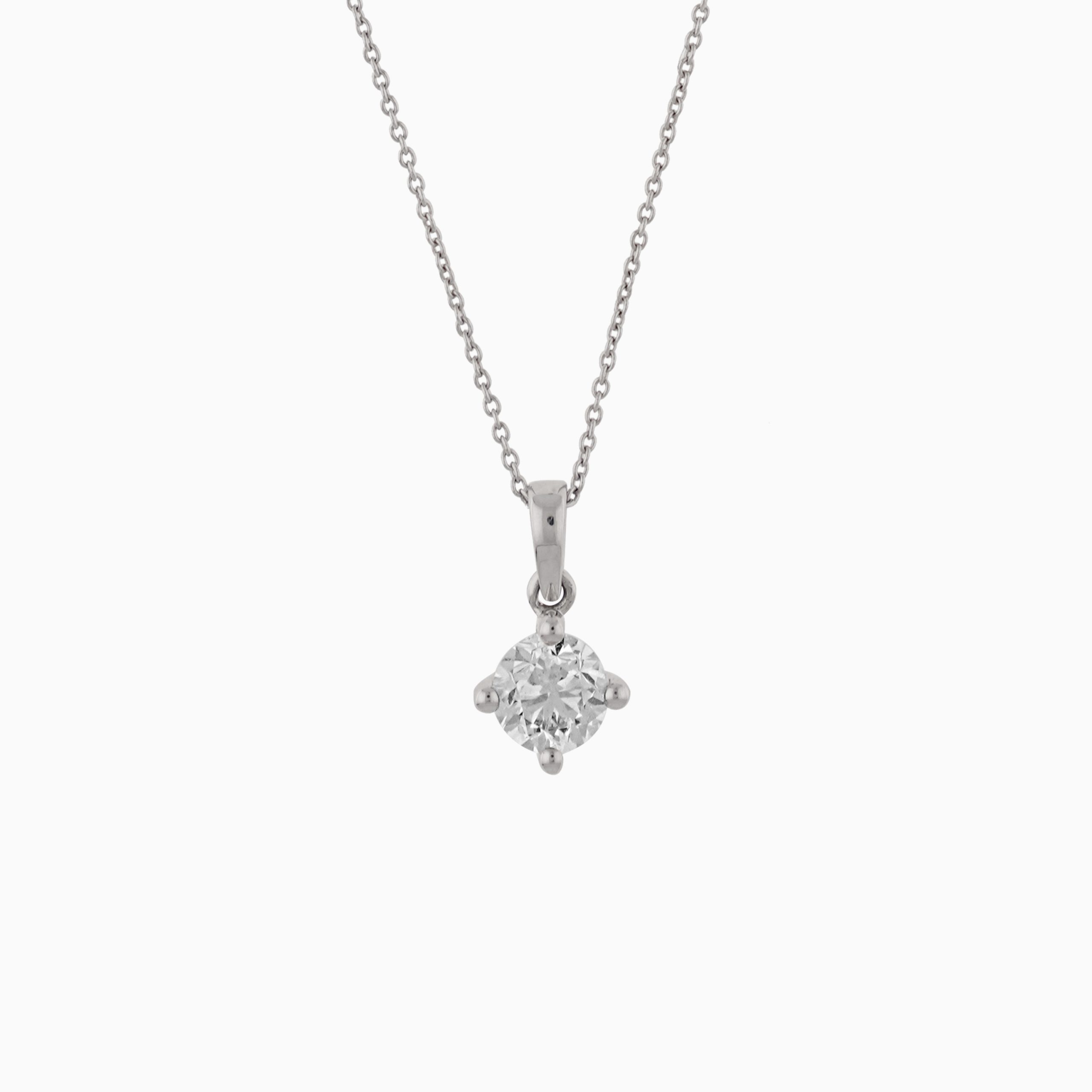 18k White Gold Solitaire Diamond Necklace | Solitaire Collection