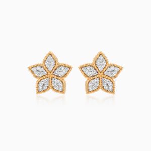 18k Yellow Gold Floral Earrings with Diamonds | Fortuna Diamond Collection