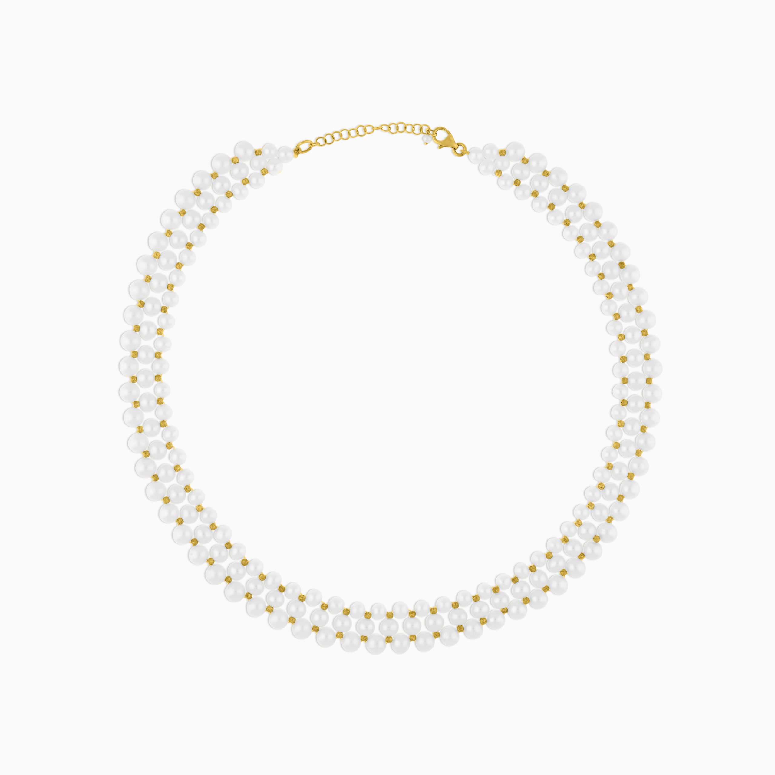 18k Yellow Gold Double-Layer Pearl Choker | Danah Collection