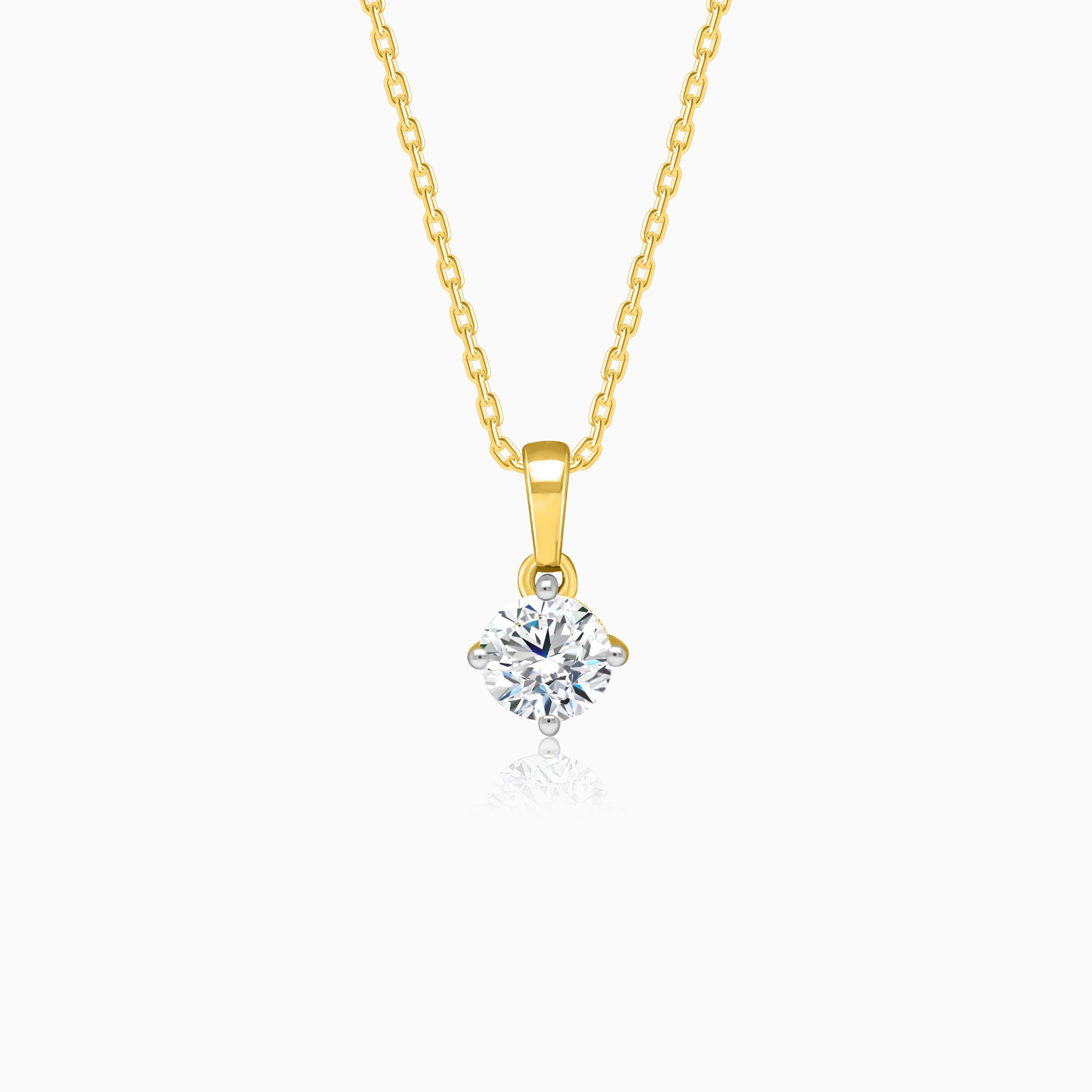 18k Yellow Gold Solitaire Diamond Pendant Necklace | Solitaire Collection