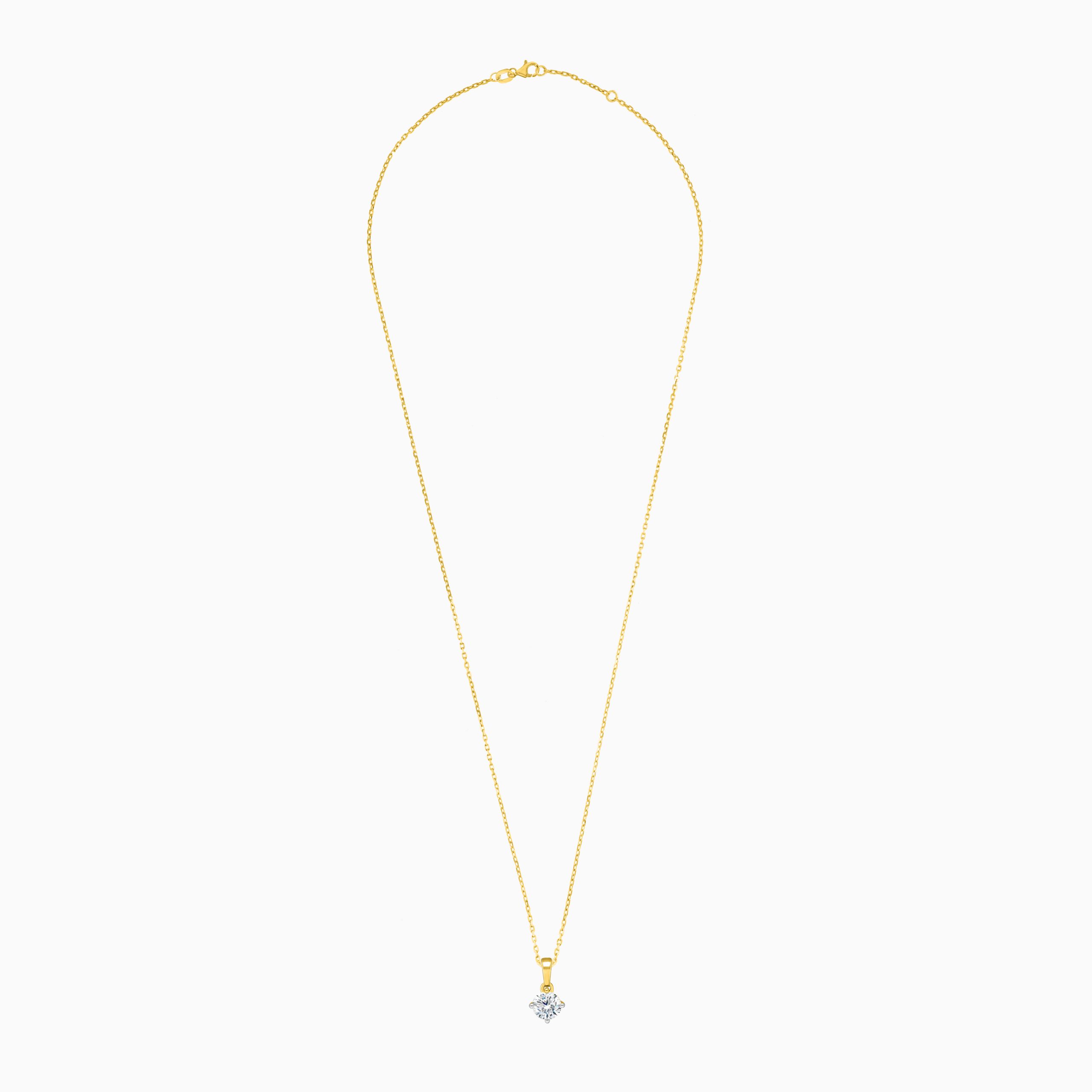18k Yellow Gold Solitaire Diamond Pendant Necklace | Solitaire Collection - Image 2