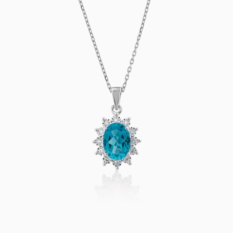 18k White Gold Necklace With Blue Topaz from Diana Collection