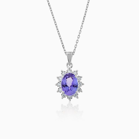 18k White Gold Necklace With Amethyst Stone From Diana Collection