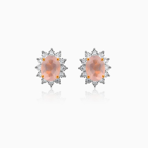 18k Rose Gold Earrings With Rose Quartz From Diana Collection