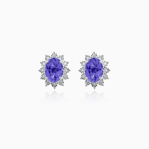 18k White Gold Earrings With Tanzanite Stone From Diana Collection