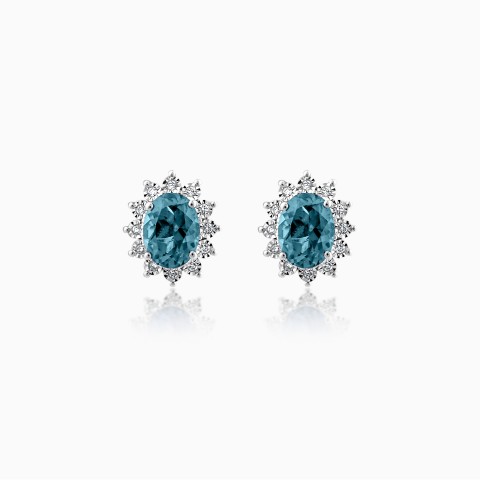 18k White Gold Earrings With Blue Topaz from Diana Collection