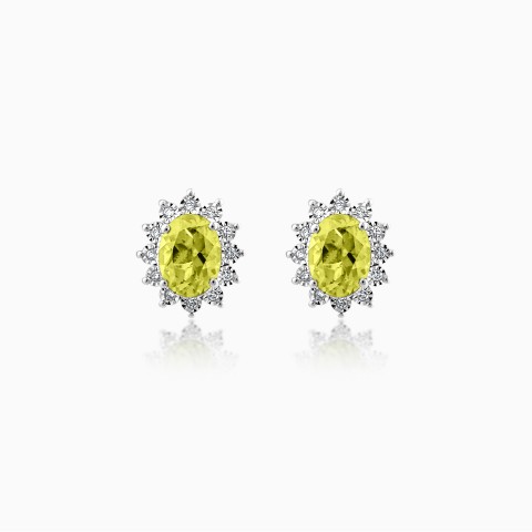 18k White Gold Earrings With Peridot From Diana Collection