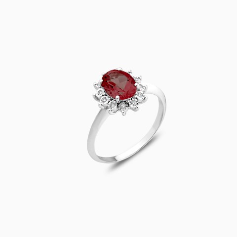 18k White Gold Ring With Ruby Stone From Diana Collection