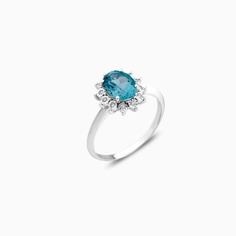 18k White Gold Blue Topaz Ring from Diana Collection