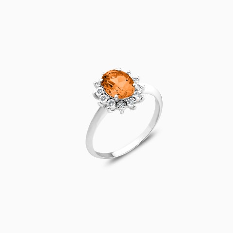 18k White Gold Garnet Ring From Diana Collection