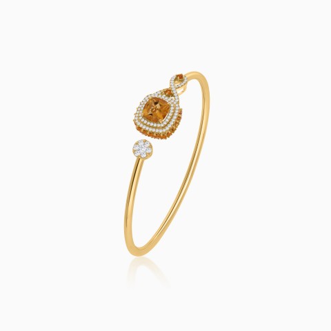 18k Yellow Gold Bangle With Natural Diamond and Citrine Stone from Vida Collection