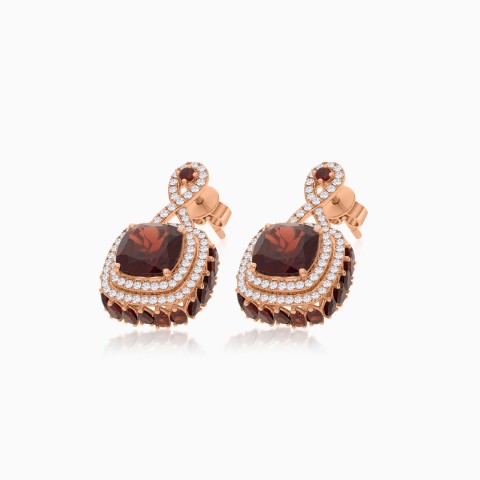 18K Rose Gold Earrings with Diamonds and Garnet – Vida Collection