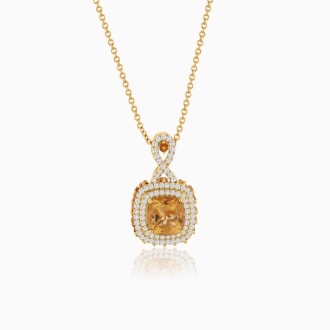 18K Yellow Gold Necklace with Diamonds and Citrine – Vida Collection
