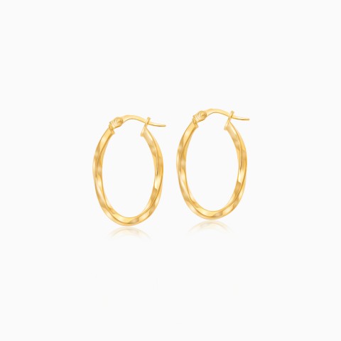 18K Yellow Gold Oval Earrings - Hoops Collection