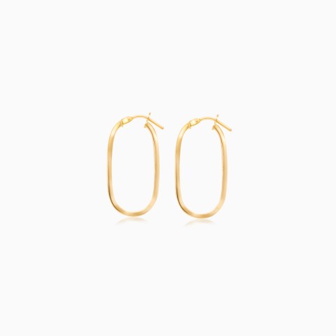 18K Yellow Gold Oval-Shaped Earrings - Hoops Collection