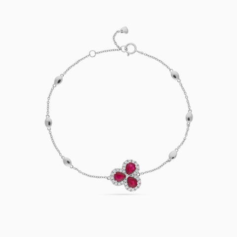 18k White Gold Bracelet with Diamonds and Ruby Stones from Colori Collection