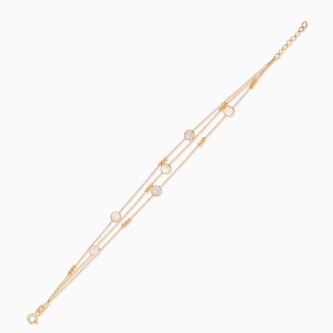 18K Yellow Gold Three-Layer Bracelet with Mother of Pearl - Éclat Collection