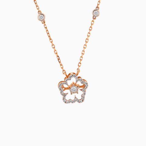 18K Rose Gold Dancing Diamond Necklace - Dancing Diamond Collection