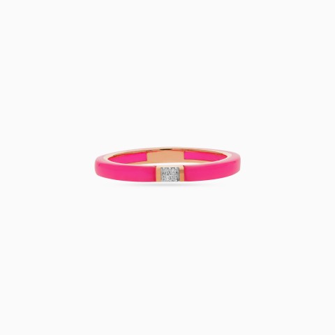 18K Rose Gold & Diamond Ring with Pink Ceramic - Alwan Collection