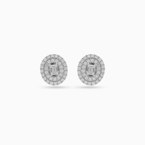 18k White Gold Diamond Stud Earrings - Carre Collection