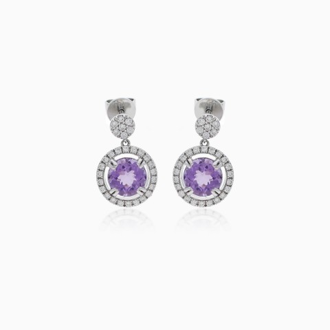 18K White Gold Diamond & Amethyst Earrings – Rabiya Collection