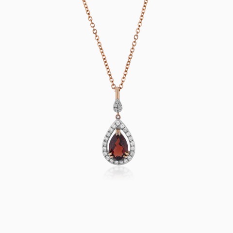 18K Rose Gold Garnet & Diamond Necklace - Rabiya Collection