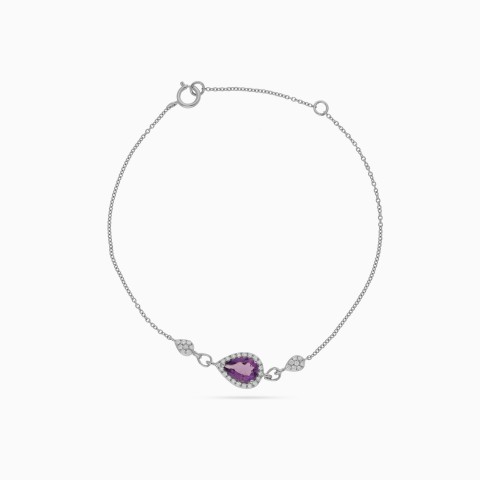 18K White Gold Bracelet with Diamonds & Amethyst – Rabiya Collection