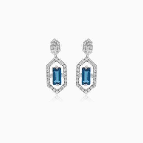 18K White Gold Diamond & Topaz Earrings - Rabiya Collection