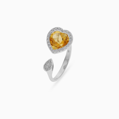 18K White Gold Citrine & Diamond Ring - Rabiya Collection