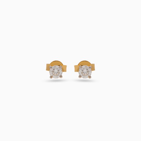 Solitaire Diamond Stud Earrings in 18K Yellow Gold