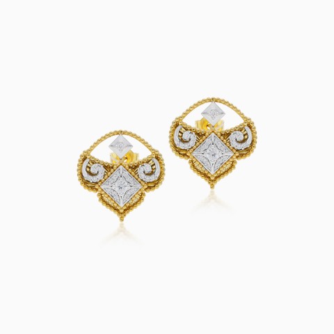 18K Yellow Gold Diamond Earrings – Shnaf Diamond Collection