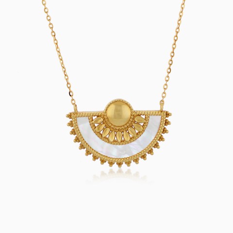 18K Yellow Gold Mother of Pearl Necklace - Shnaf Gold Collection