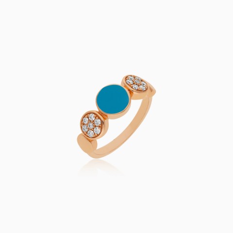 18K Rose Gold Ring with Turquoise & Diamonds - Mosaic Collection