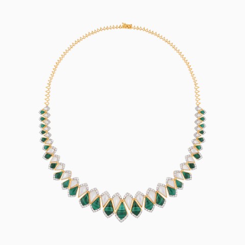 18K Yellow Gold Diamond & Malachite Choker – Mosaic Collection