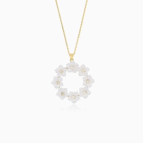 18K Yellow Gold Floral Pendant Necklace – Worood Collection