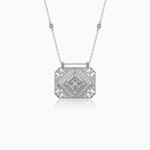 18K White Gold Diamond Necklace – Tablah Diamond Collection