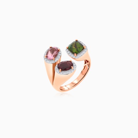 18K Rose Gold Tourmaline & Diamond Open Ring – Tourmaline Collection
