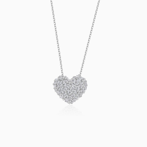 18K White Gold Heart Necklace – Frost Collection