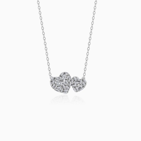 18K White Gold Heart Necklace with Tapered Diamond Baguettes – Frost Collection