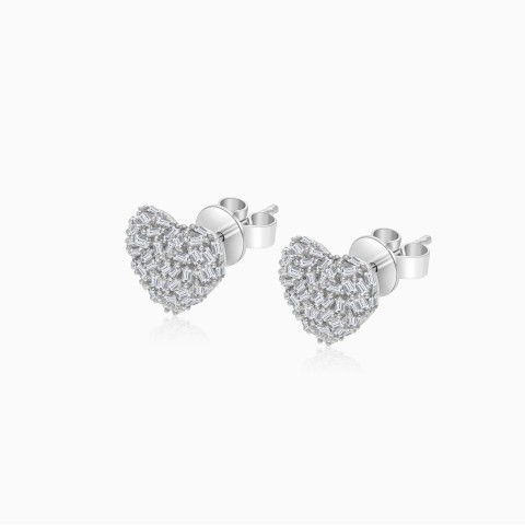 Heart-Shaped 18K White Gold Diamond Earrings – Frost Collection