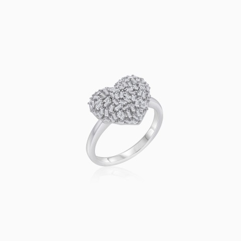 18K White Gold Heart Diamond Ring – Frost Collection