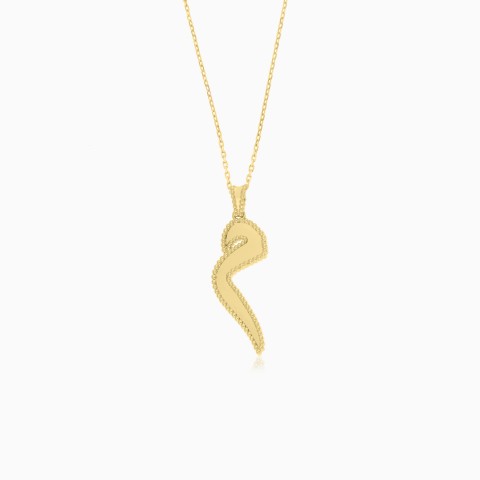 18K Yellow Gold Arabic Letter “Meem” Necklace – Horoufi Collection