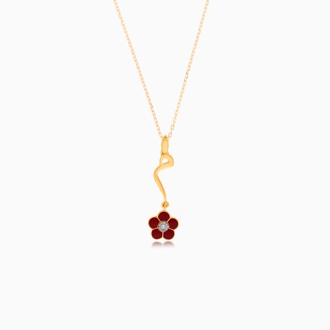 18K Yellow Gold Arabic Letter ‘Meem’ Necklace – Horoufi Kids Collection