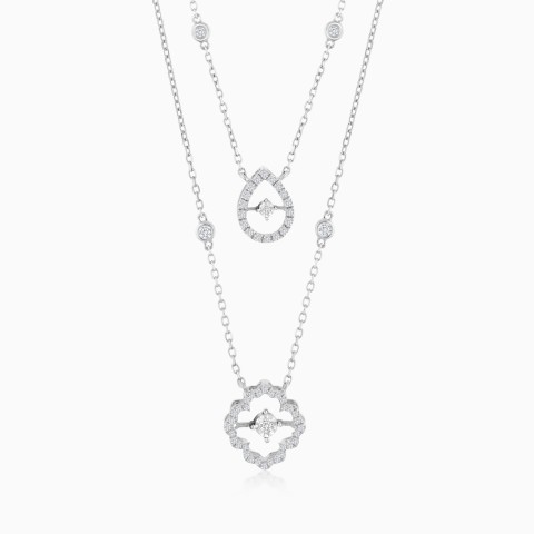 Dancing Diamond Two-Layer Necklace in 18K White Gold