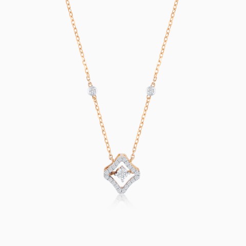 18K Rose Gold Necklace with Natural Diamond – Dancing Diamond Collection