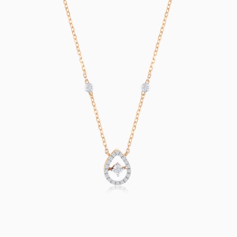 18K Rose Gold Drop Necklace with Natural Diamond - Dancing Diamond Collection