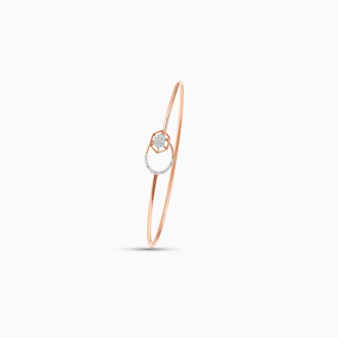 Elegant 18K Rose Gold Bangle with Natural Diamonds – Ada Collection