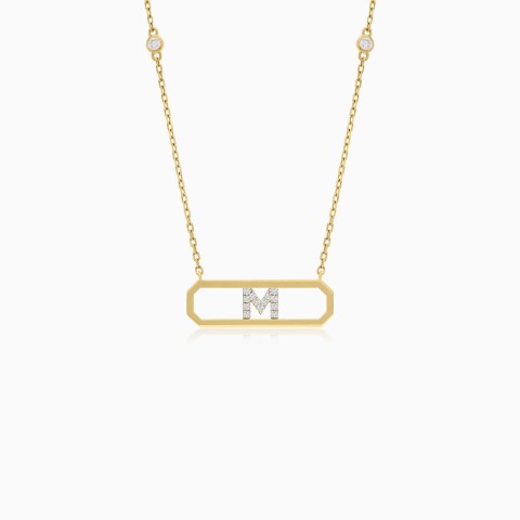 18K Yellow Gold "M" Necklace – Alpha Collection