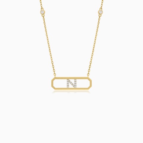 18K Yellow Gold “N” Initial Necklace – Alpha Collection