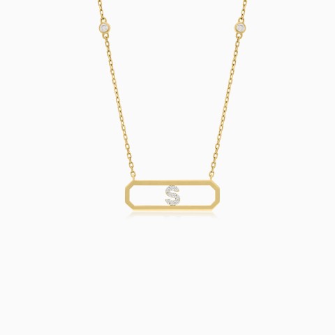 18K Yellow Gold “S” Initial Necklace – Alpha Collection